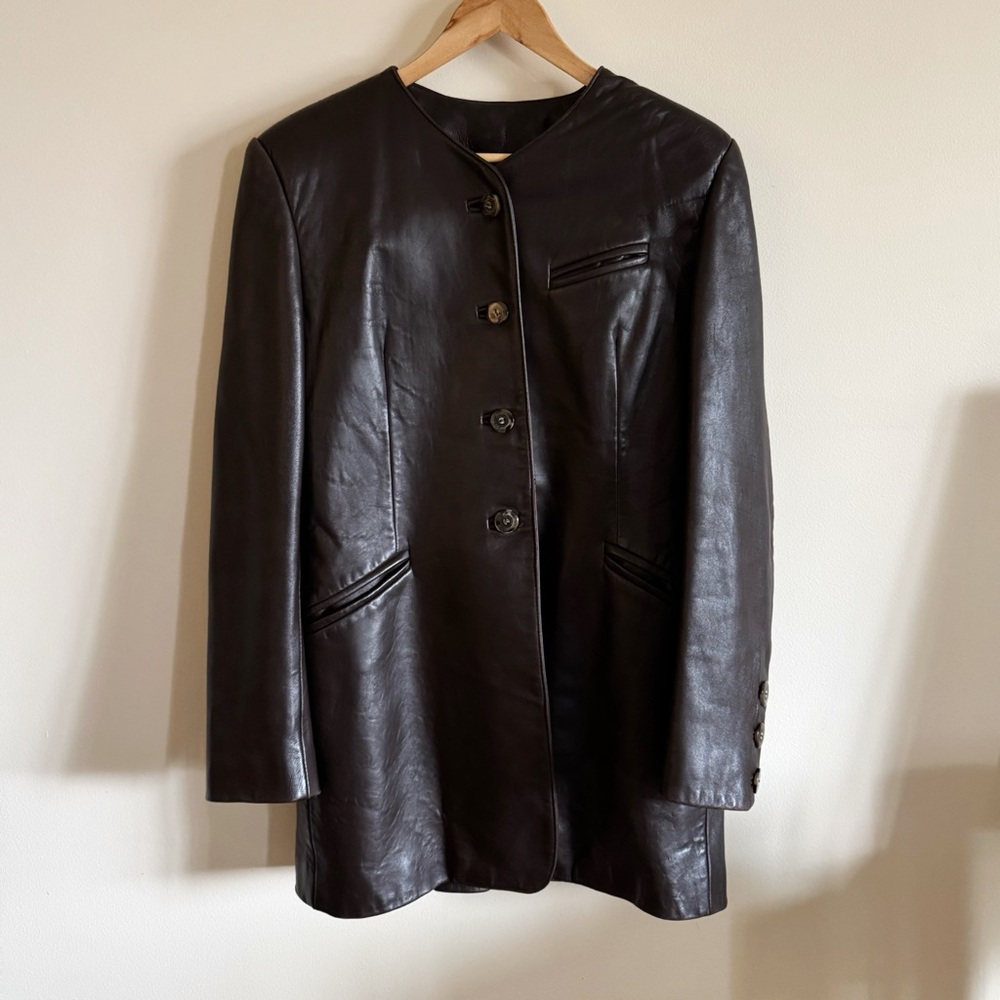 Vintage Chocolate Brown Leather Designer Women's Jacket